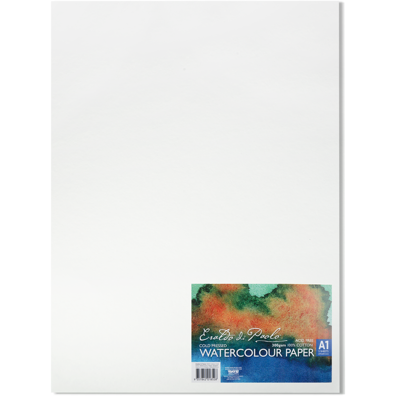 White Smoke Eraldo Di Paolo 100% Cotton Cold Press Watercolour Paper 300gsm Pack of 5 A1 Sheets (594x841mm) Paper Packs and Rolls