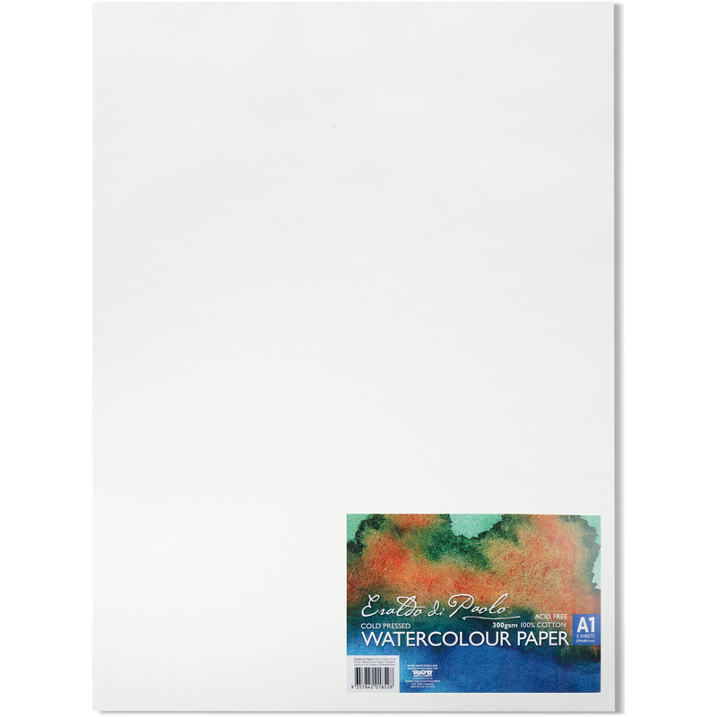 White Smoke Eraldo di Paolo 100% Cotton Cold Press Watercolour Paper 300gsm Pack of 5 A1 Sheets (594x841mm) Paper Packs and Rolls