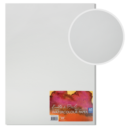 Light Gray Eraldo di Paolo 100% Cotton Hot Press Watercolour Paper 300gsm Pack of 5 A1 Sheets (594x841mm) Watercolour Paper