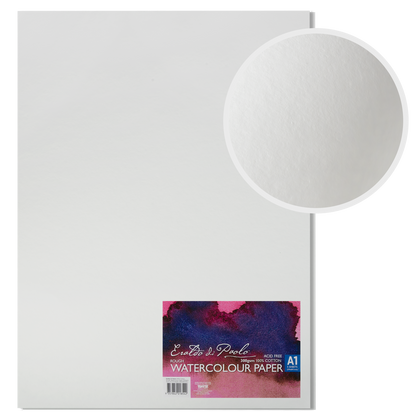 Light Gray Eraldo di Paolo 100% Cotton Rough  Watercolour Paper 300gsm Pack of 5 A1 Sheets (594x841mm) Watercolour Paper