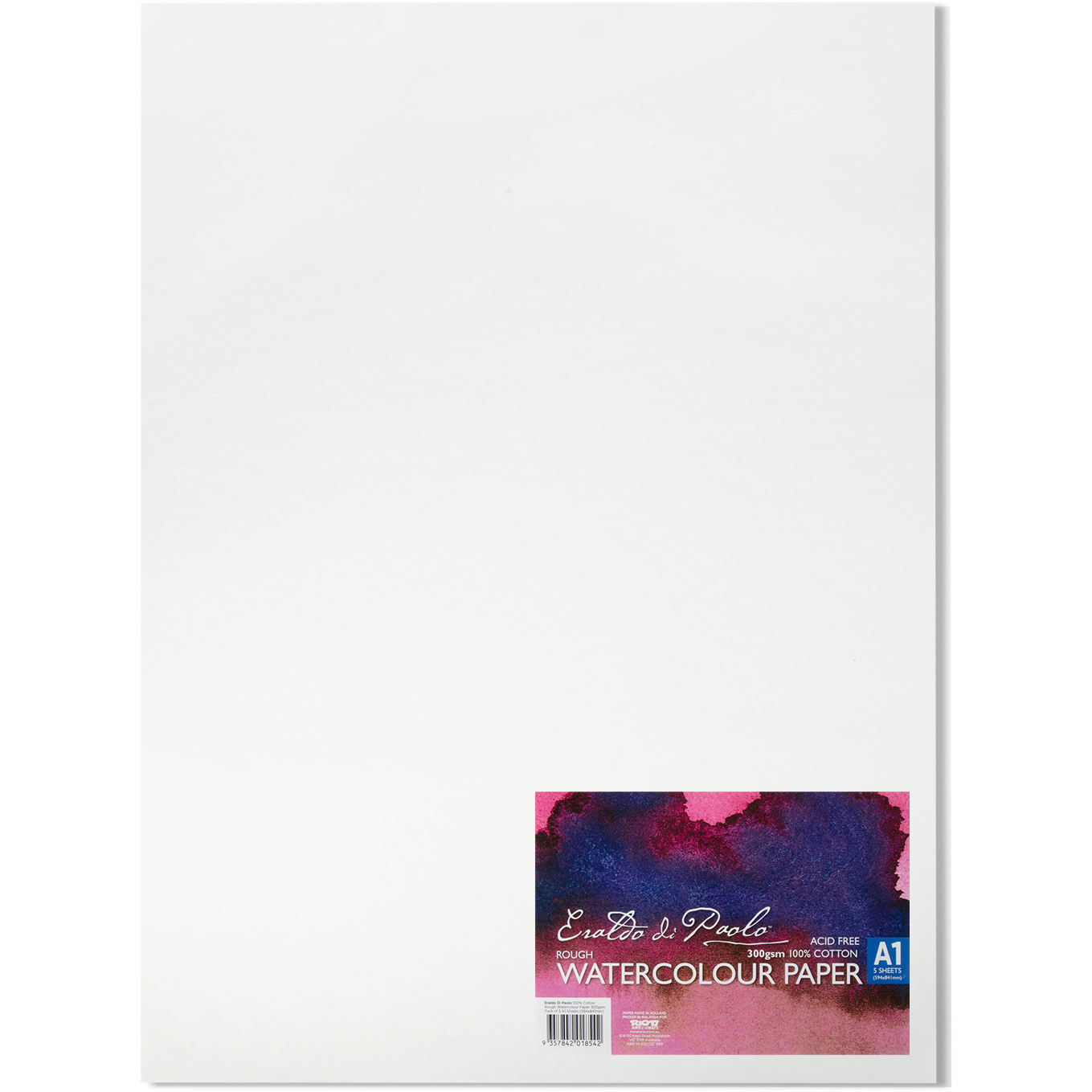 White Smoke Eraldo di Paolo 100% Cotton Rough  Watercolour Paper 300gsm Pack of 5 A1 Sheets (594x841mm) Watercolour Paper