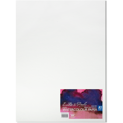 White Smoke Eraldo di Paolo 100% Cotton Rough  Watercolour Paper 300gsm Pack of 5 A1 Sheets (594x841mm) Watercolour Paper