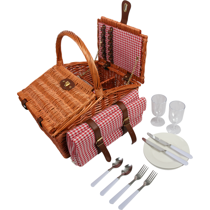 Sienna Urban Crafter Deluxe Insulated Willow Picnic Basket and Mat Set for 2 people 42 x 30 x 20cm Boxes