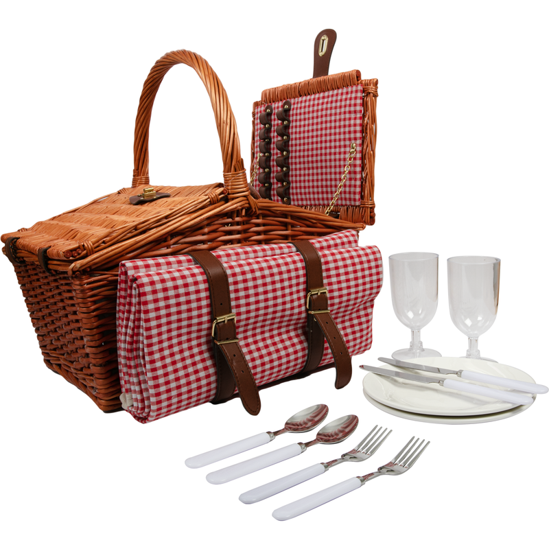 Sienna Urban Crafter Deluxe Insulated Willow Picnic Basket and Mat Set for 2 people 42 x 30 x 20cm Boxes