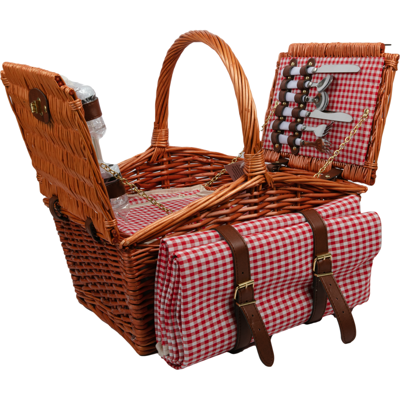 Sienna Urban Crafter Deluxe Insulated Willow Picnic Basket and Mat Set for 2 people 42 x 30 x 20cm Boxes