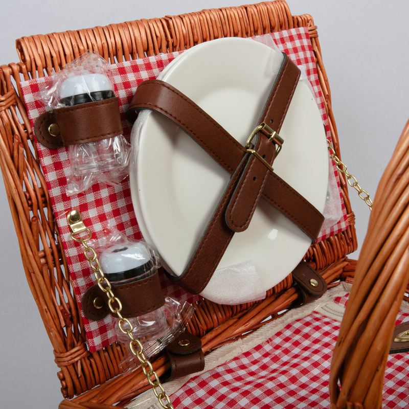 Gray Urban Crafter Deluxe Insulated Willow Picnic Basket and Mat Set for 2 people 42 x 30 x 20cm Boxes