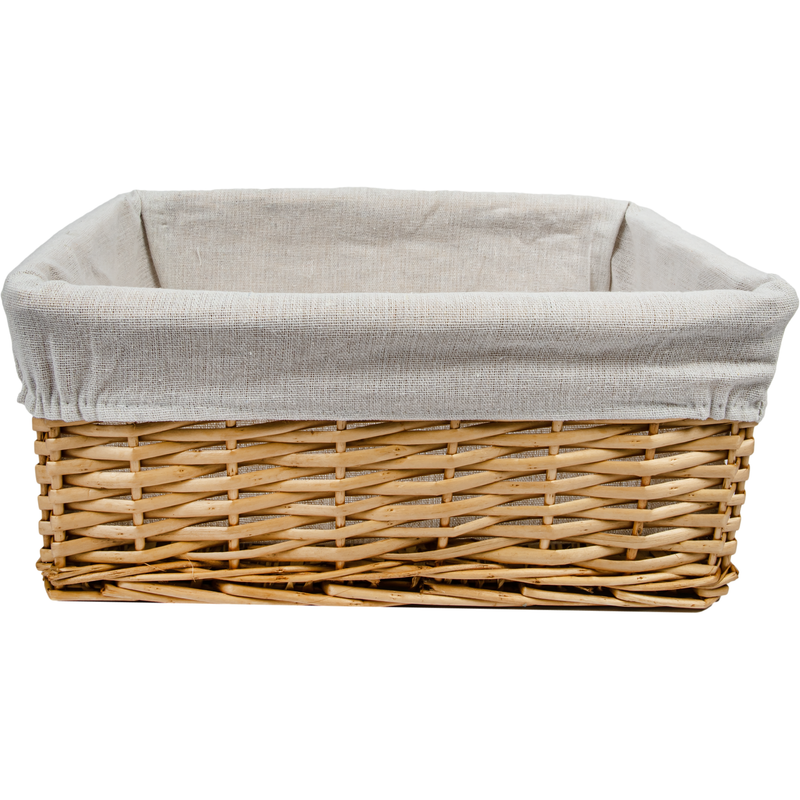 Rosy Brown Urban Crafter Natural Split Willow Rectangular Storage Basket with White Fabric Lining Medium 35 x 25 x 15cm Boxes