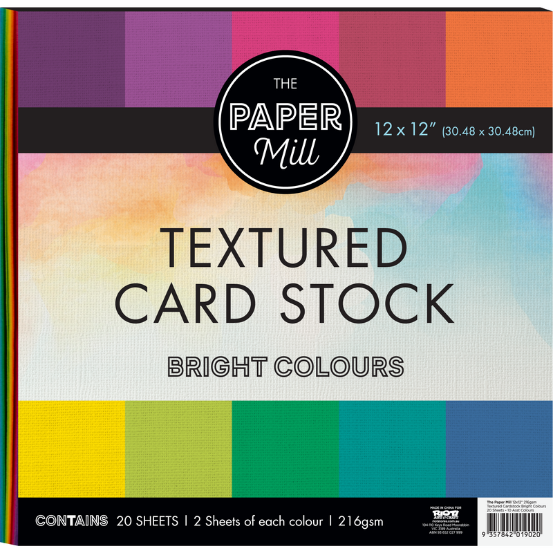 Light Gray Paper Mill 12 x 12 inch 216gsm Textured Cardstock Bright Colours 20 Sheets Cardstock