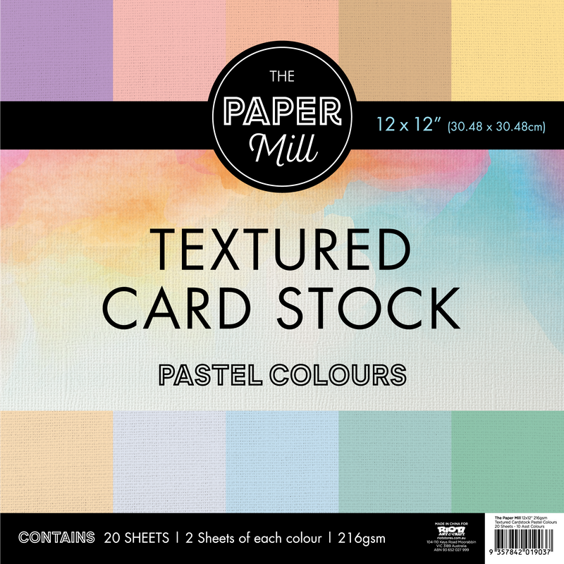Light Gray Paper Mill 12 x 12 inch 216gsm Textured Cardstock Pastel Colours 20 Sheets Cardstock