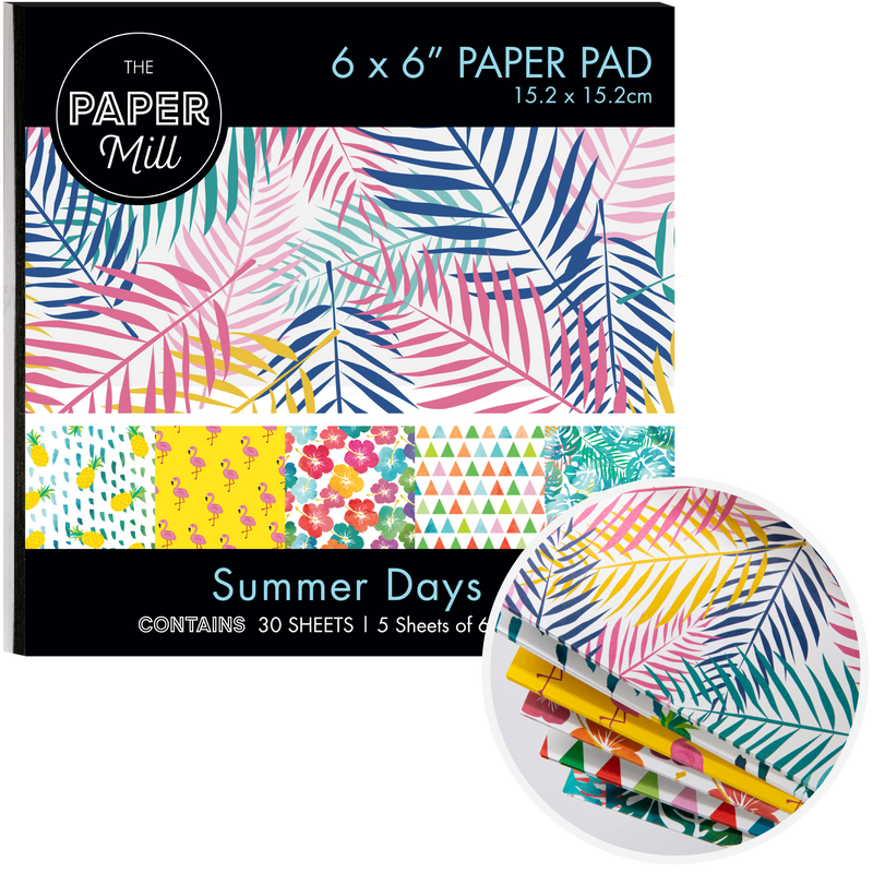 Light Gray Paper Mill 6 x 6 inch Printed Paper Pad 30 sheets Summer Days Cardstock