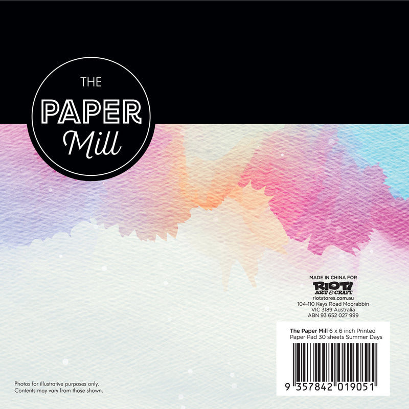 Light Gray Paper Mill 6 x 6 inch Printed Paper Pad 30 sheets Summer Days Cardstock