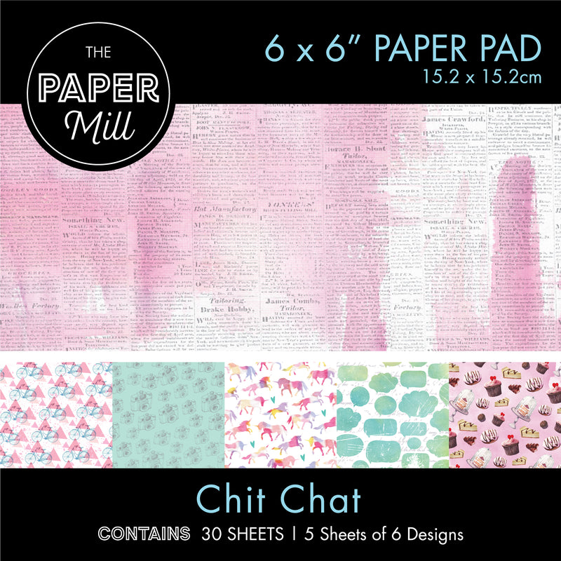 Light Gray Paper Mill 6 x 6 inch Printed Paper Pad 30 sheets Chit Chat Cardstock