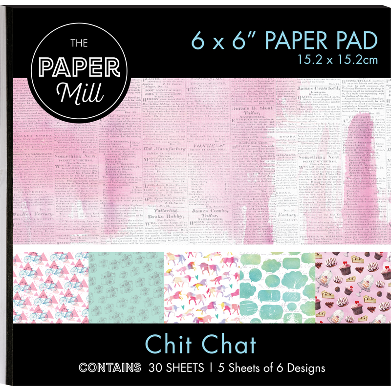 Light Gray Paper Mill 6 x 6 inch Printed Paper Pad 30 sheets Chit Chat Cardstock