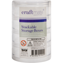 Light Gray Craftmate Round Screw Top Stackable Plastic Storage Boxes 70mm (4 Pieces) Craft Storage