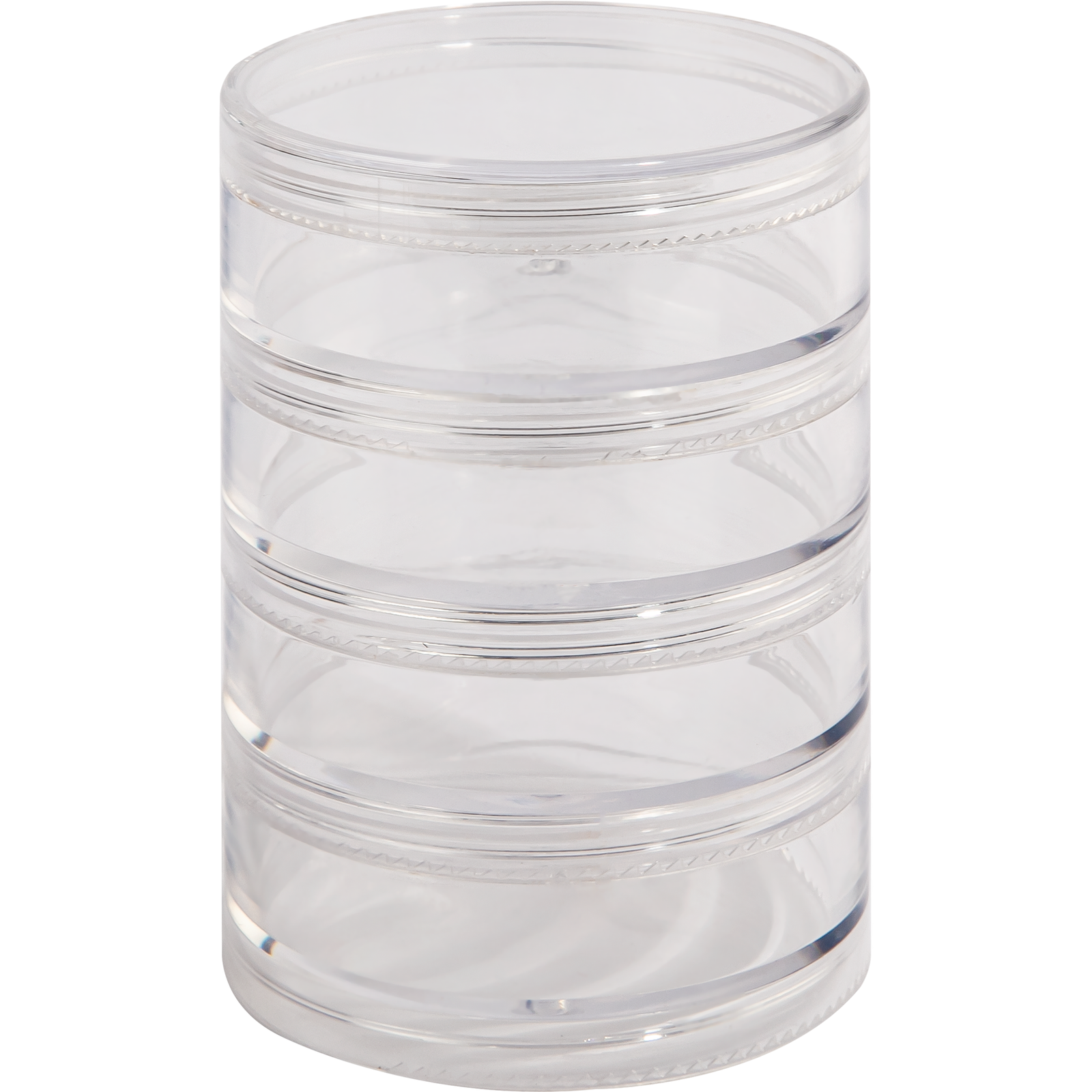 Craftmate Round Screw Top Stackable Plastic Storage Boxes 70mm (4 Piec