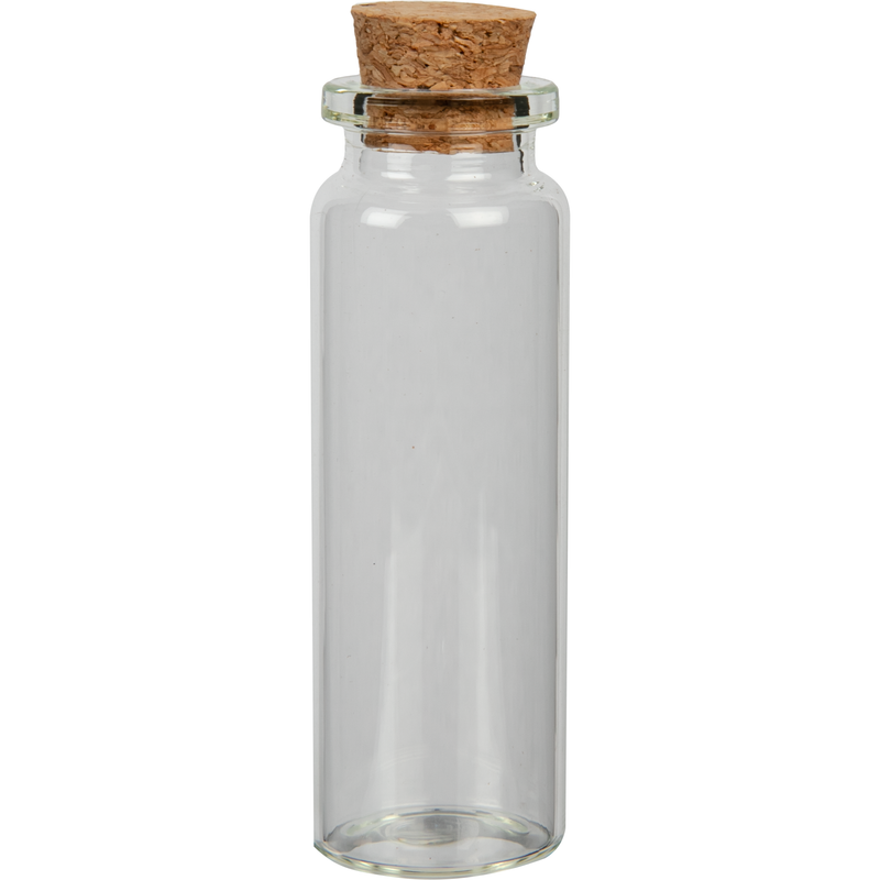 Gray Urban Crafter Glass Bottle with Cork Stopper 22x65mm (4 Pieces) Craft Storage