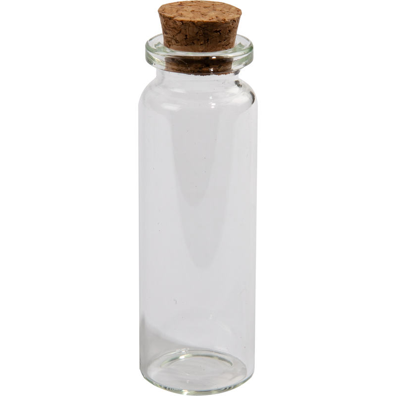 Light Gray Urban Crafter Glass Bottle with Cork Stopper 22x65mm (4 Pieces) Craft Storage