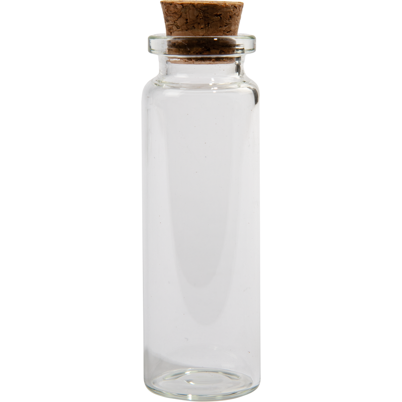 Light Gray Urban Crafter Glass Bottle with Cork Stopper 22x65mm (4 Pieces) Craft Storage