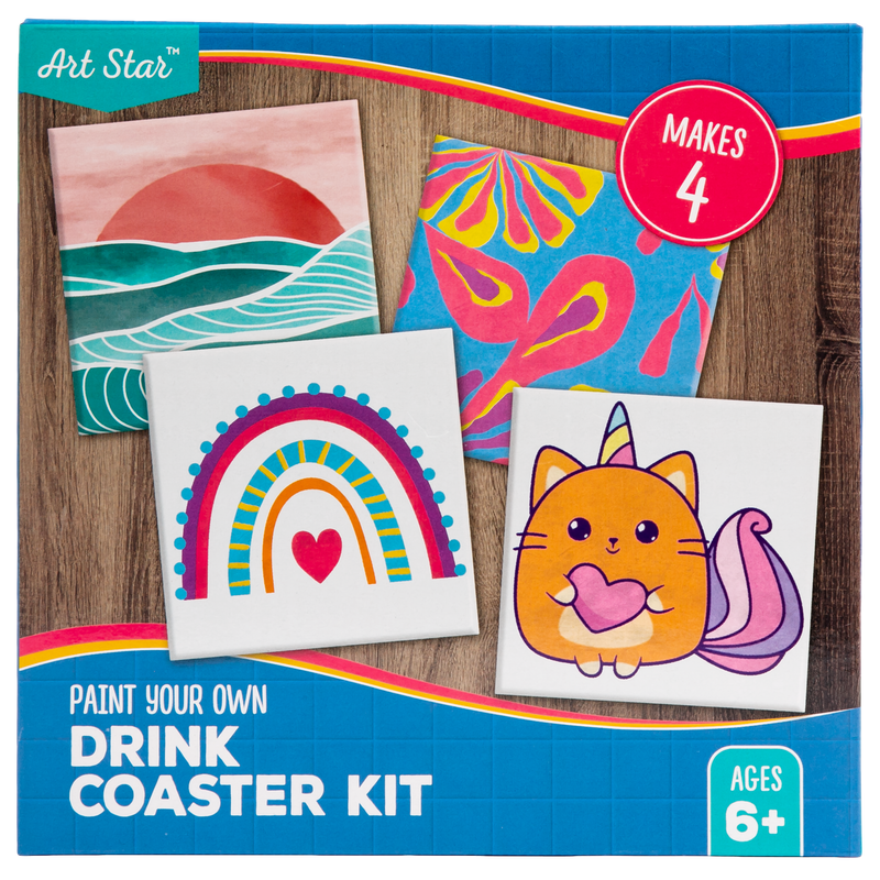 Dark Cyan Art Star Paint Your Own Drink Coaster Kit-Makes 4 Kids Craft Kits