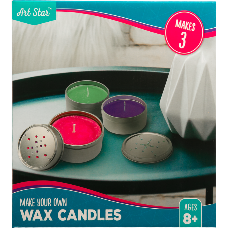 Tan Art Star Make Your Own Wax Candle Tins (Makes 3) Kids Craft Kits