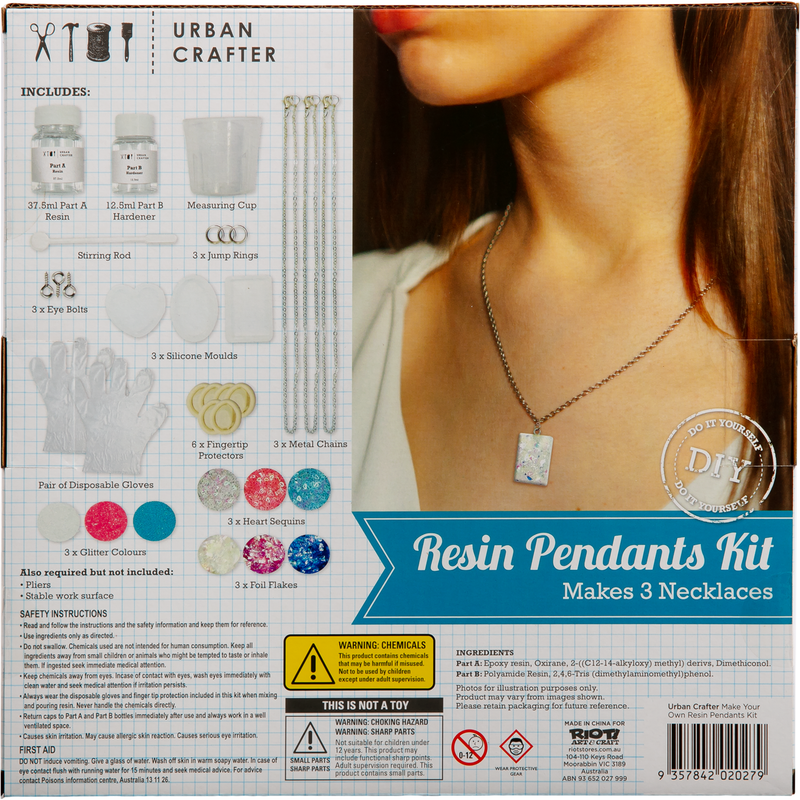 Gray Urban Crafter Make Your Own Resin Pendants Kit Adult Craft Kit