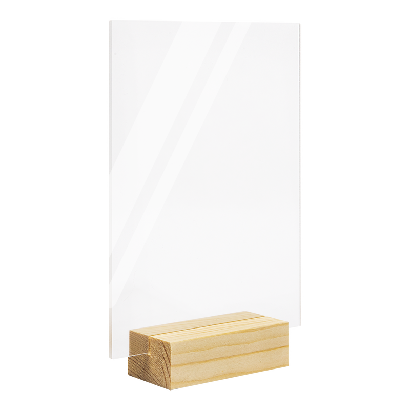 White Smoke Urban Crafter Free Standing Rectangle Acrylic Table Sign Blank with Wooden Base Craft Basics