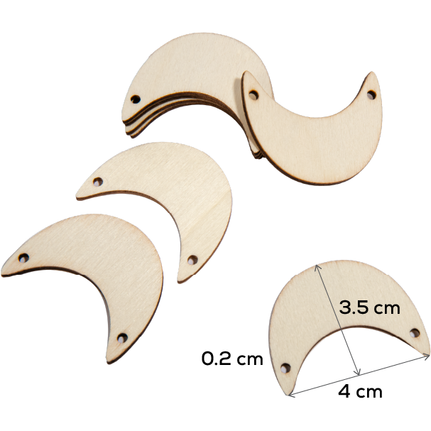 Wheat Simply DIY Plywood Jewellery Half Moon Crescent 42mm (8 Pieces) Beading