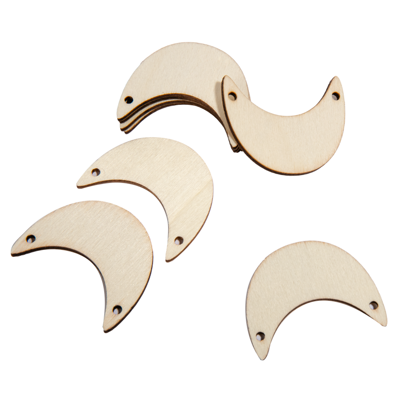 Wheat Simply DIY Plywood Jewellery Half Moon Crescent 42mm (8 Pieces) Beading