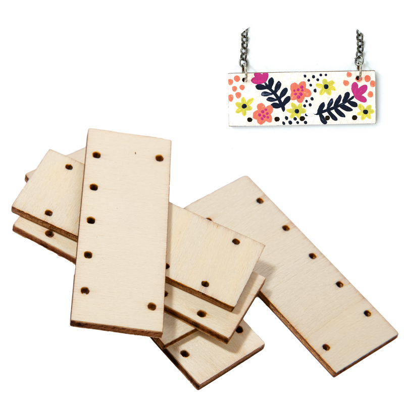 Wheat Simply DIY Plywood Jewellery Rectangle Pendant 55x20mm (6 Pieces) Beading