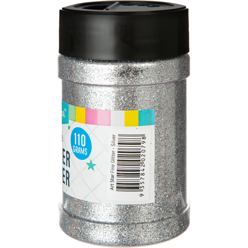 Gray Art Star Fine Glitter Shaker-Silver 113g Craft Basics