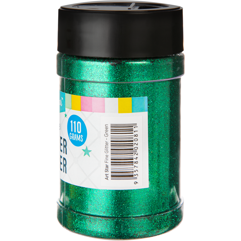 Light Gray Art Star Fine Glitter Shaker-Green 113g Craft Basics