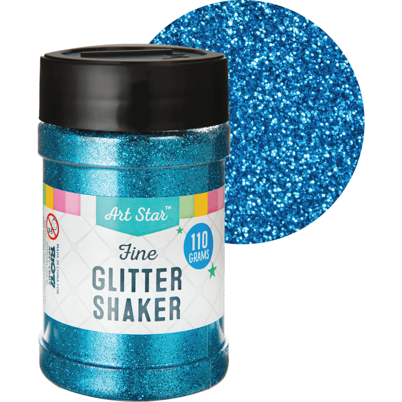 Light Gray Art Star Fine Glitter Shaker-Aqua 110g Craft Basics