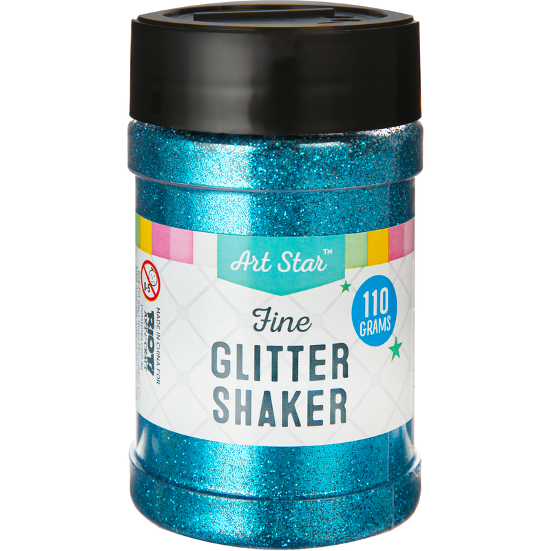 Light Gray Art Star Fine Glitter Shaker-Aqua 110g Craft Basics