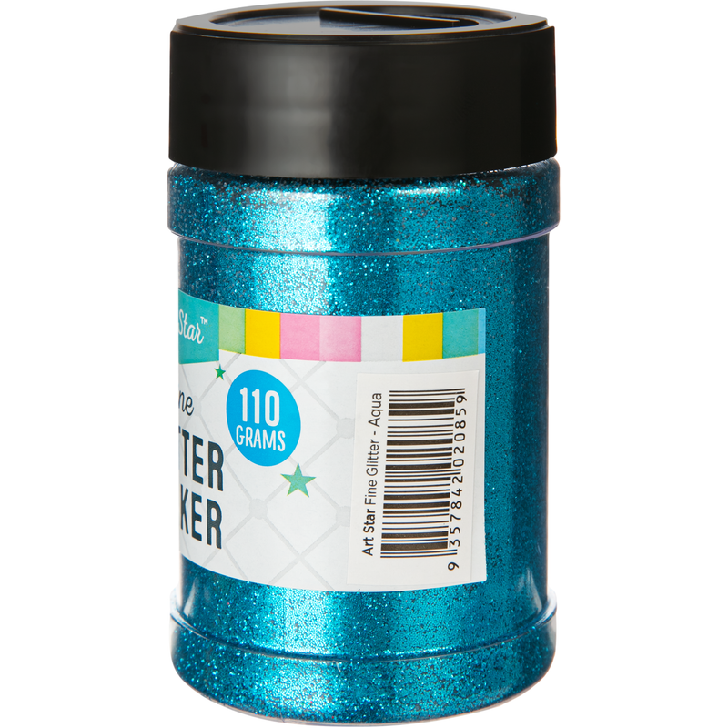 Light Gray Art Star Fine Glitter Shaker-Aqua 110g Craft Basics