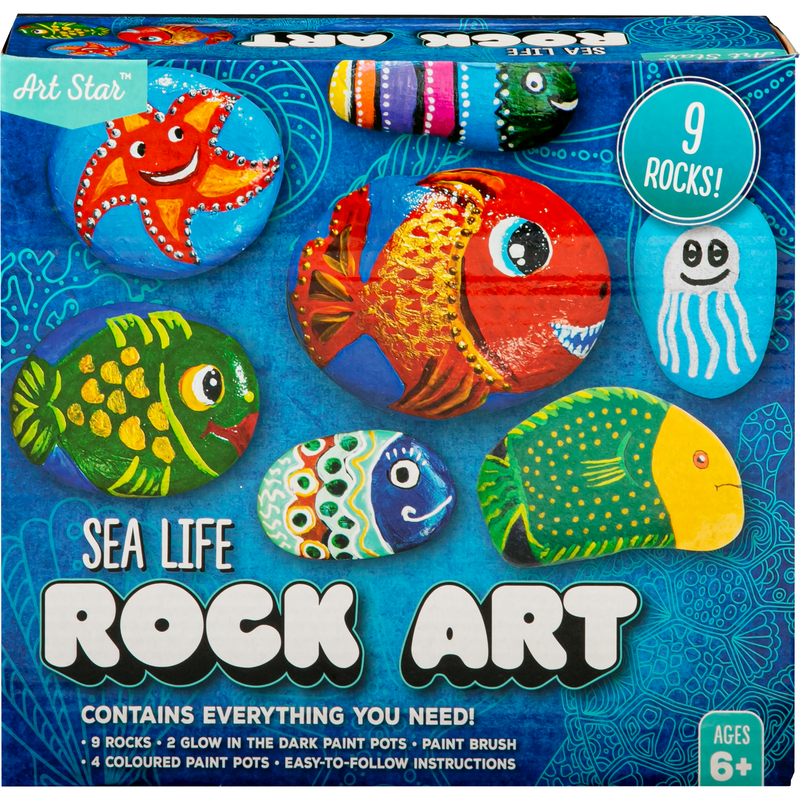 Dark Salmon Art Star Sea Life Rock Art Painting Kit (9 Rocks) Kids Craft Kits