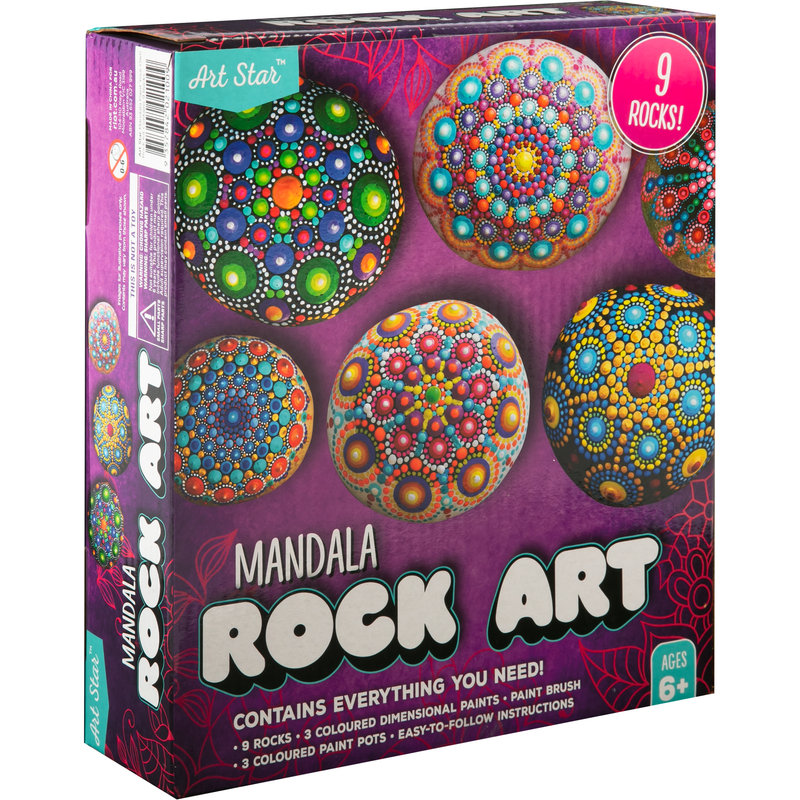 Dark Slate Gray Art Star Mandala Rock Art Painting Kit (9 Rocks) Kids Craft Kits