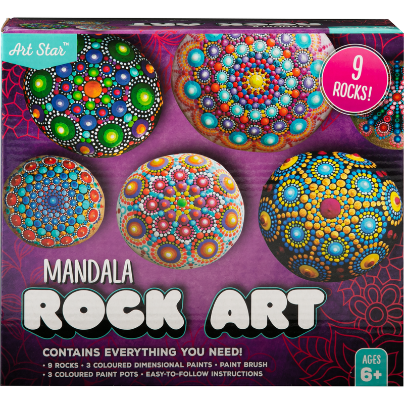 Dark Slate Gray Art Star Mandala Rock Art Painting Kit (9 Rocks) Kids Craft Kits