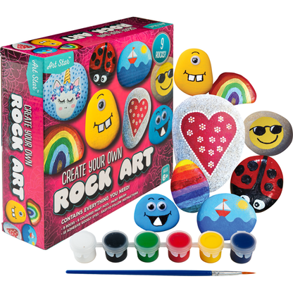 Gray Art Star Monster Rock Art Kit Contains 9 Rocks Kids Craft Kits