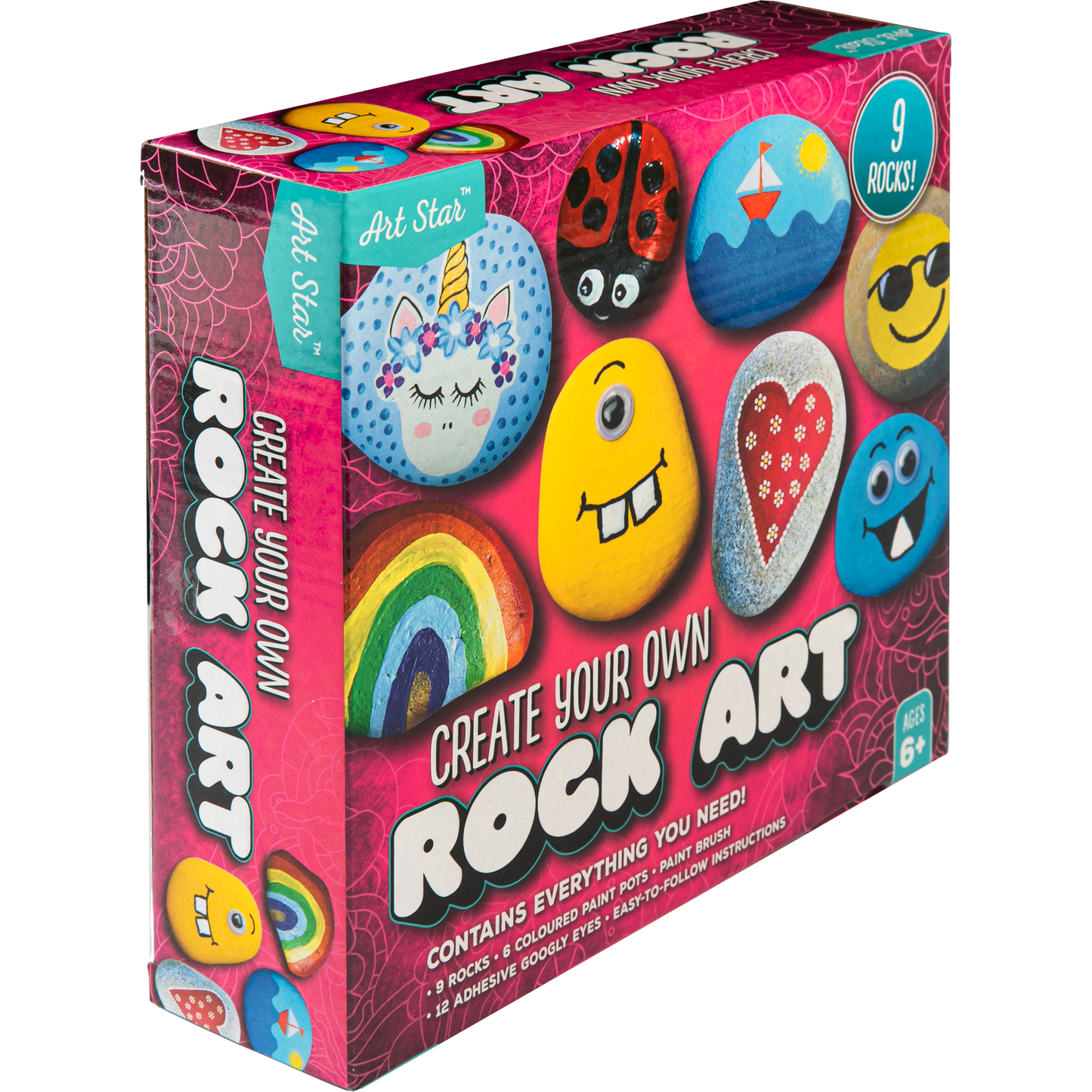 Maroon Art Star Monster Rock Art Kit Contains 9 Rocks Kids Craft Kits