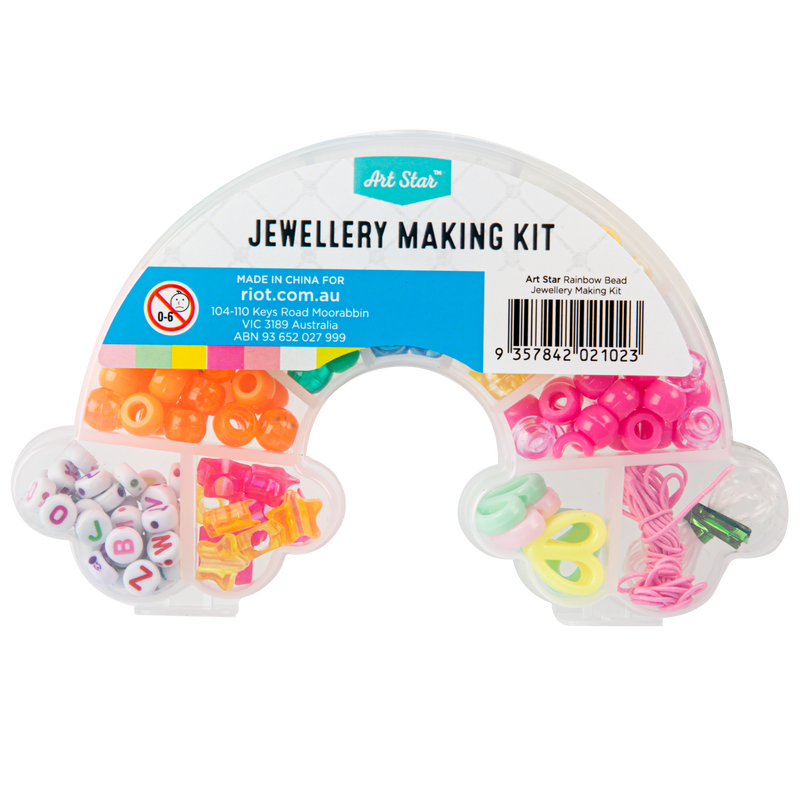 Light Gray Art Star Rainbow Pony Bead Jewellery Making Kit Kids Craft Kits