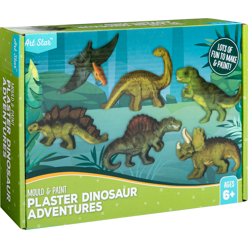 Dim Gray Art Star Mould and Paint Plaster Dinosaur Adventures (6 Magnets) Kids Craft Kits