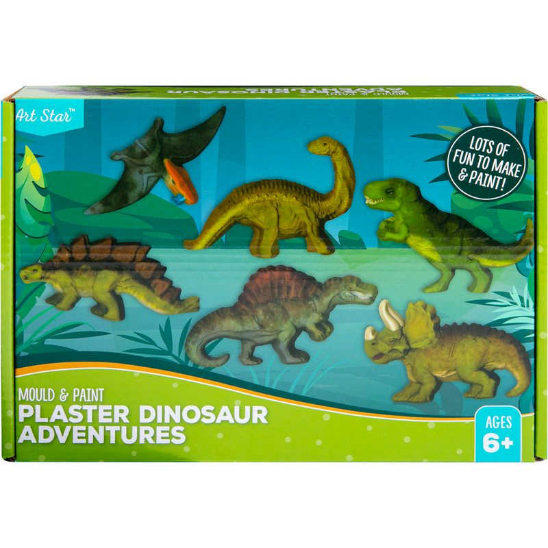 Sea Green Art Star Mould and Paint Plaster Dinosaur Adventures (6 Magnets) Kids Craft Kits