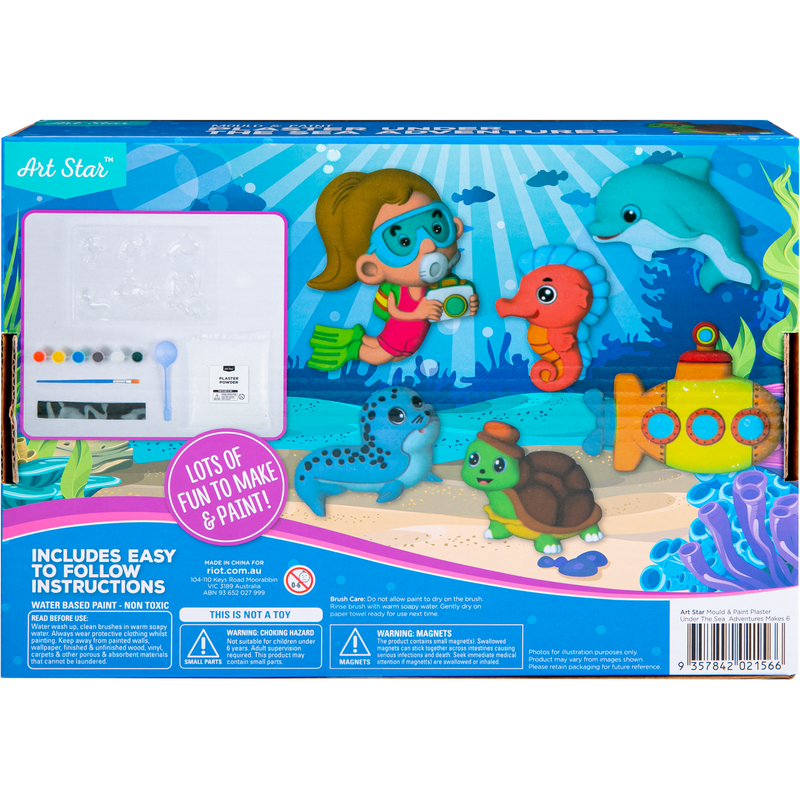 Dodger Blue Art Star Mould and Paint Plaster Under The Sea Adventures (6 Magnets) Kids Craft Kits