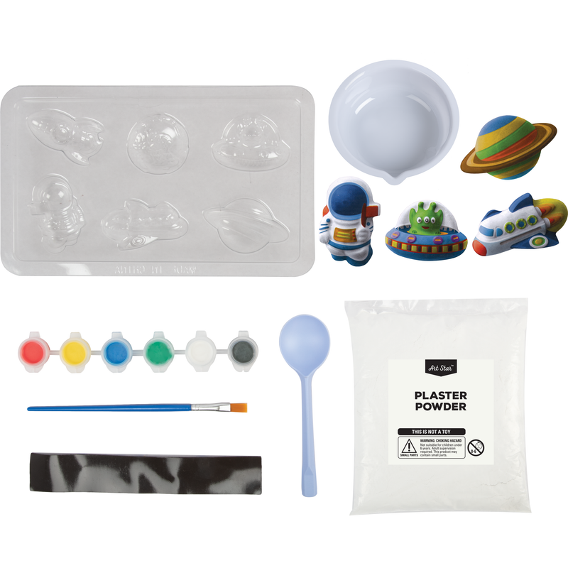 Light Gray Art Star Mould and Paint Plaster Outer Space Adventures (6 Magnets) Kids Craft Kits