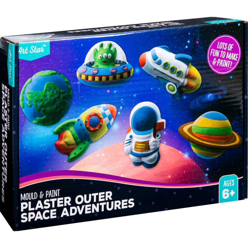 Black Art Star Mould and Paint Plaster Outer Space Adventures (6 Magnets) Kids Craft Kits