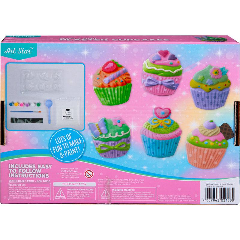 Plum Art Star Mould and Paint Plaster Cupcakes  (6 Magnets) Kids Craft Kits