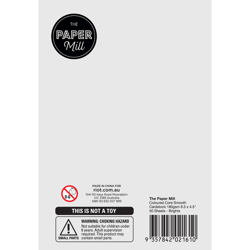 Lavender The Paper Mill Coloured Core Smooth Cardstock 180gsm 16.5x14.3cm (6.5 x 4.5") 50 Sheets Brights Paper Craft