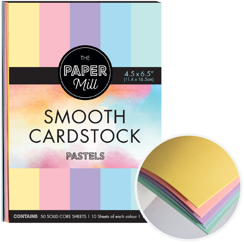 Light Gray The Paper Mill Coloured Core Smooth Cardstock 180gsm 16.5x11.4cm (6.5 x 4.5") 50 Sheets Pastels Paper Craft