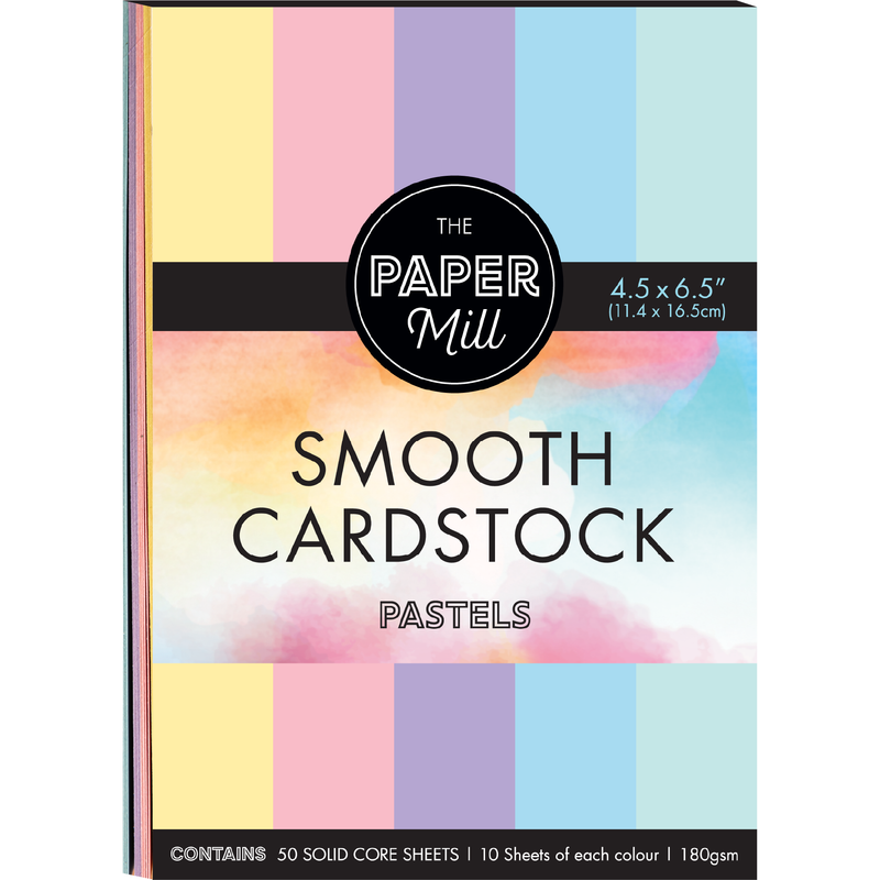 Light Gray The Paper Mill Coloured Core Smooth Cardstock 180gsm 16.5x11.4cm (6.5 x 4.5") 50 Sheets Pastels Paper Craft