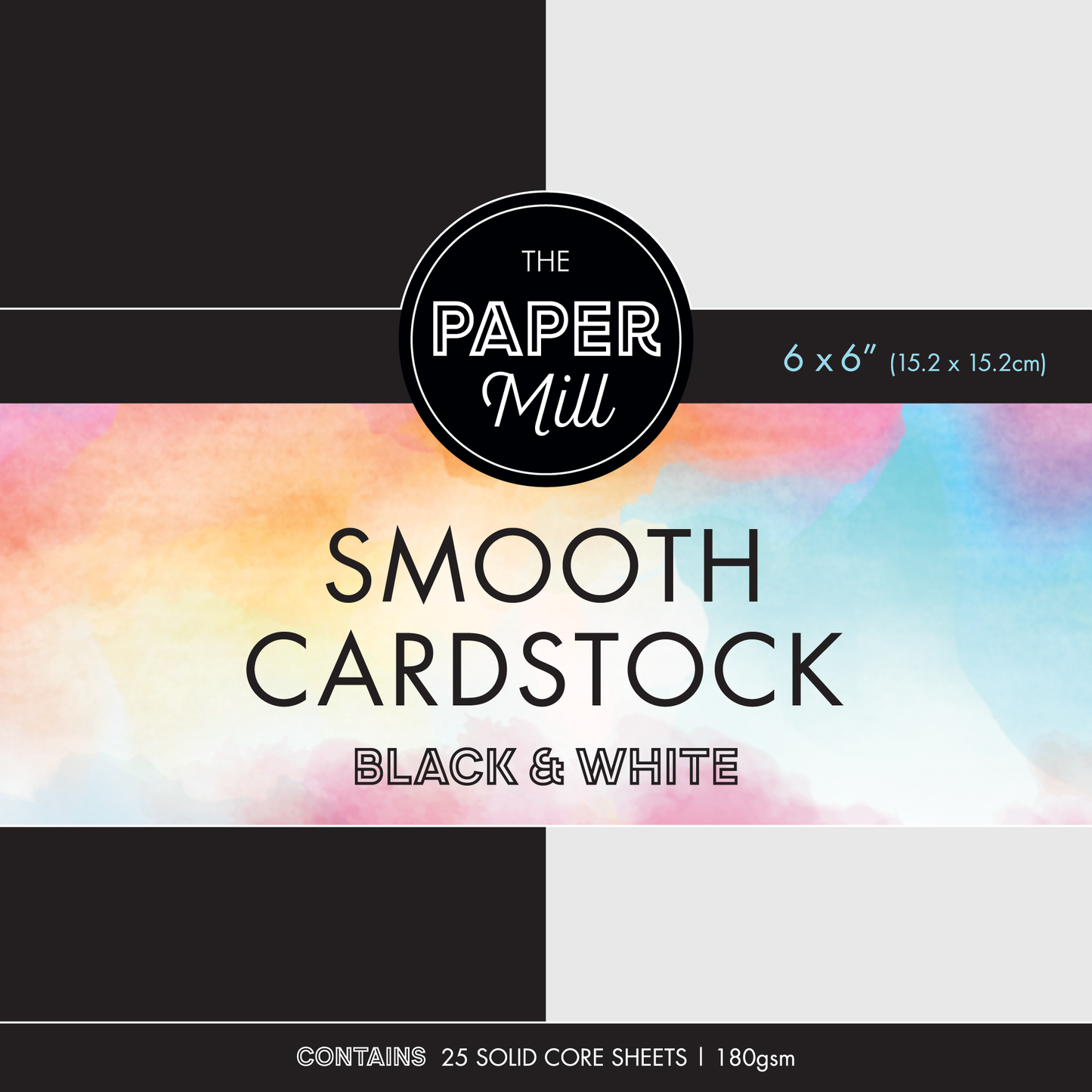 Antique White The Paper Mill Coloured Core Smooth Cardstock 180gsm 15x15cm (6 x 6") 25 Sheets Black & White Paper Craft